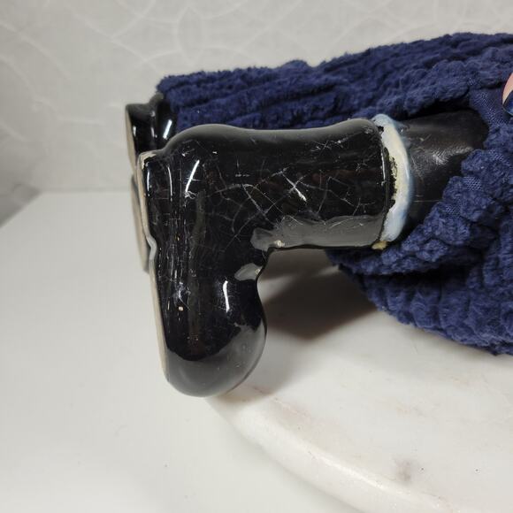 VINTAGE Holiday Snowman 16" White Hand Painted Porcelain Winter Standing Doll - Picture 8 of 14